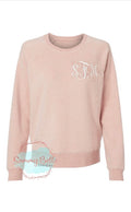 Pink embroidered monogram crewneck sweatshirt, Gift for her, bride to be sweater, custom pullover, personalized wife gift, bridesmaid gift