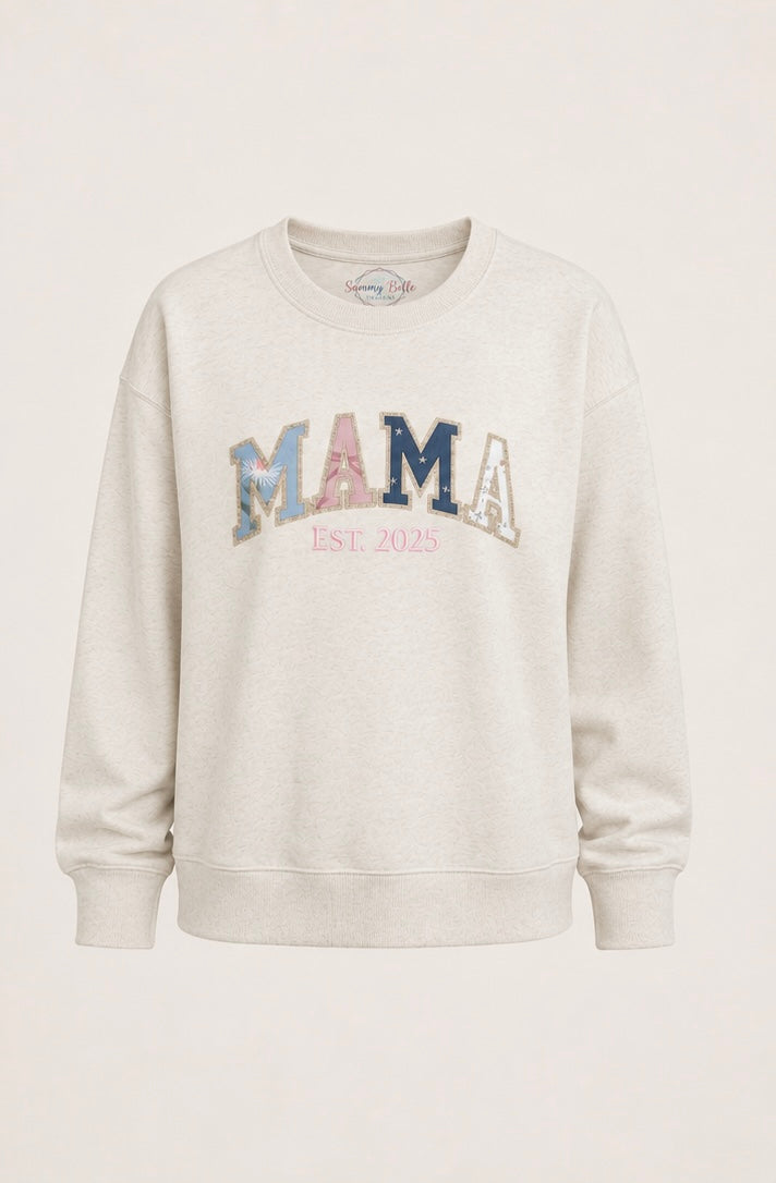 Mama Memory Sweatshirt | Custom Baby Clothes Keepsake Sweatshirt | Personalized Appliqué Crewneck