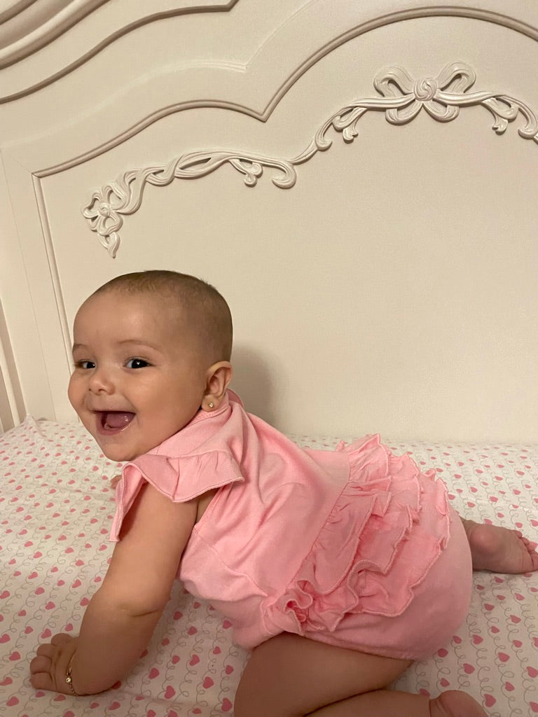 Monogram Ruffle Bum Bubble Romper, Personalized Ruffle Romper, Embroidered Ruffle Bummy bodysuit, Baby Monogram Romper, Monogram Ruffle Bum