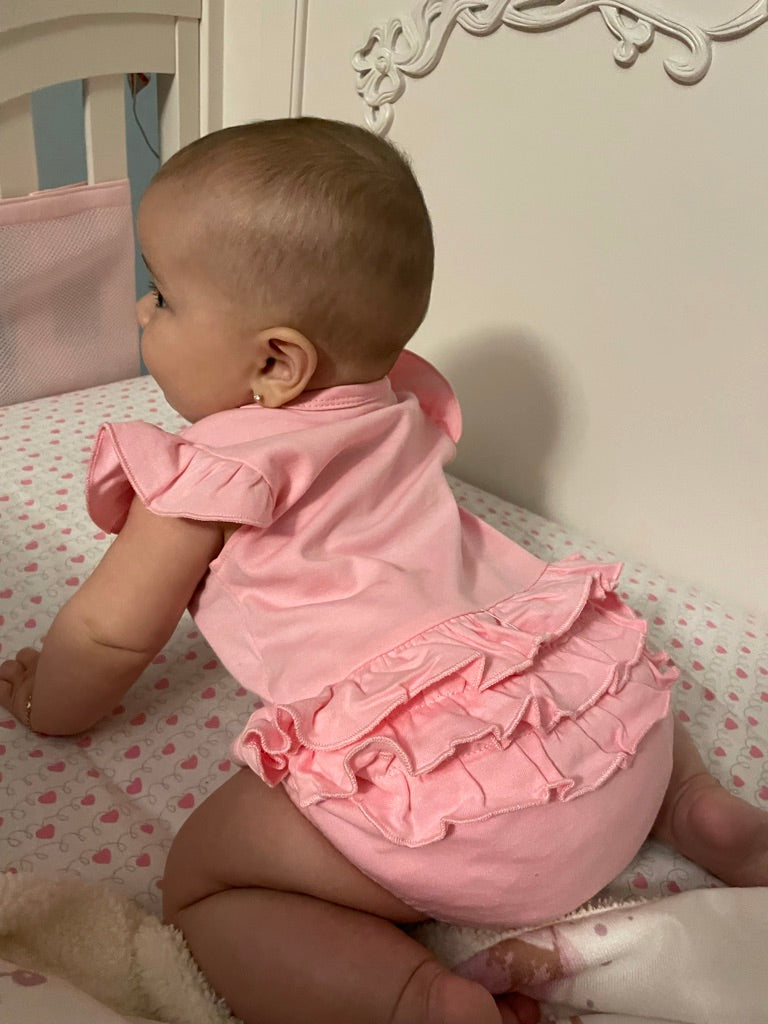Monogram Ruffle Bum Bubble Romper, Personalized Ruffle Romper, Embroidered Ruffle Bummy bodysuit, Baby Monogram Romper, Monogram Ruffle Bum