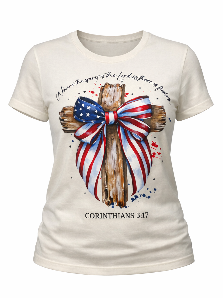 Freedom in Christ Patriotic Cross Tee