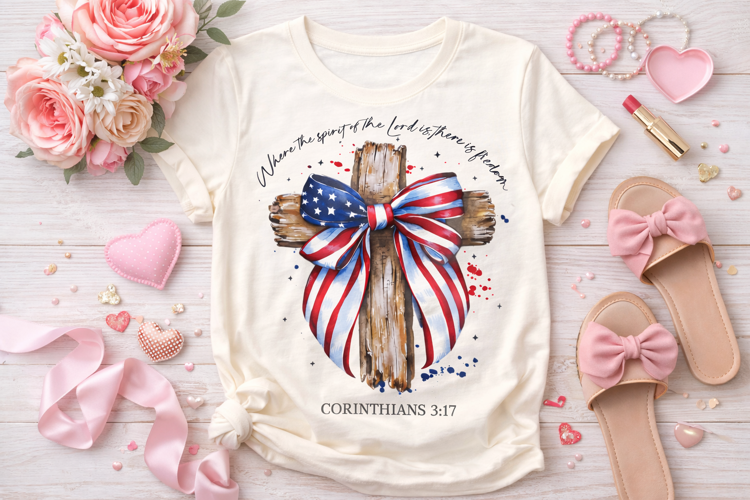 Freedom in Christ Patriotic Cross Tee