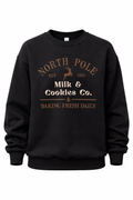 North Pole Milk & Cookies Co Embroidered Sweatshirt | Cozy Christmas Crewneck | Santa Holiday Sweatshirt