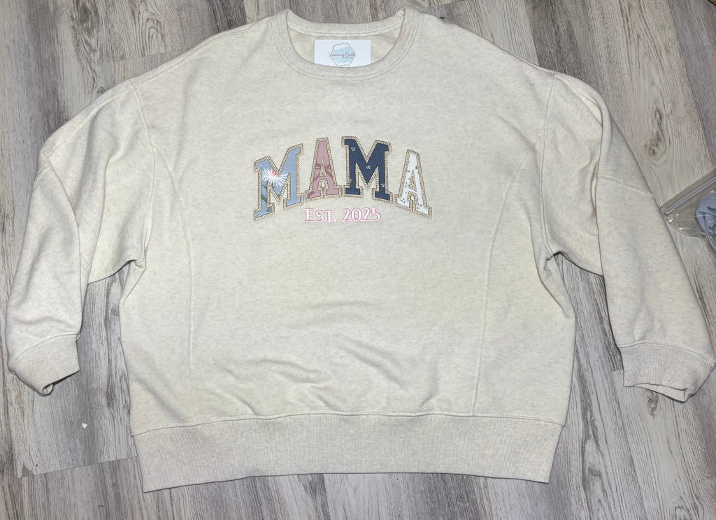 Mama Memory Sweatshirt | Custom Baby Clothes Keepsake Sweatshirt | Personalized Appliqué Crewneck
